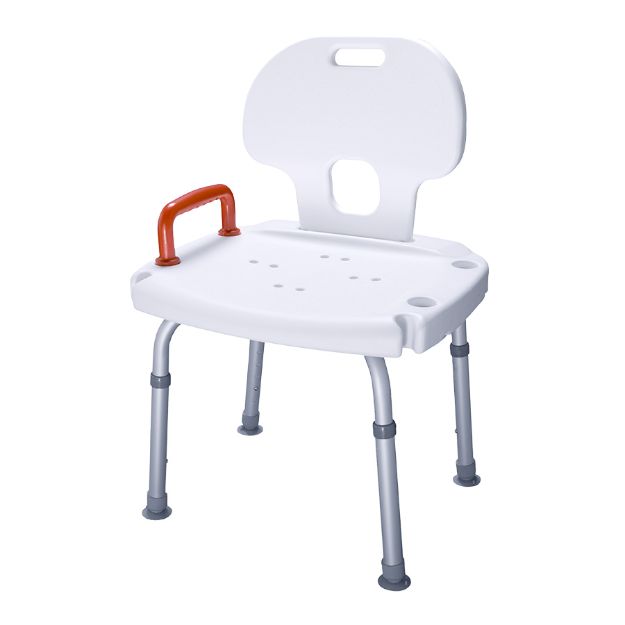 LOOK SHOWER SEAT W/BACK with Red Handle